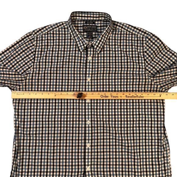 American Rag Shirt Men's Long Sleeve Button Up Oxford Plaid Blue Black White 2XL - Picture 3 of 11